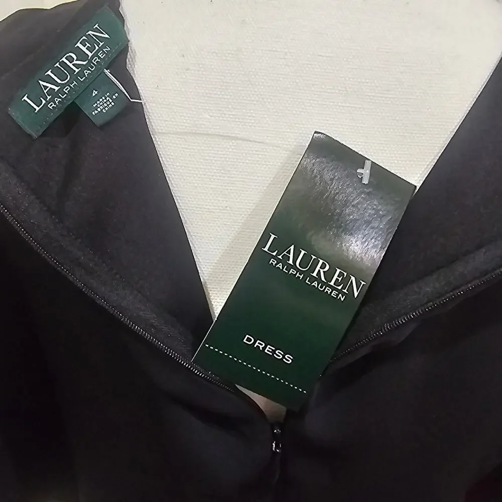Lauren Ralph Lauren Black Ruffle Overlay Sheath Dress Size 4 - Picture 4 of 7